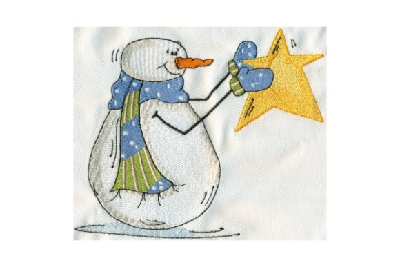 Charming Sassy Holding Star Snowman Embroidery