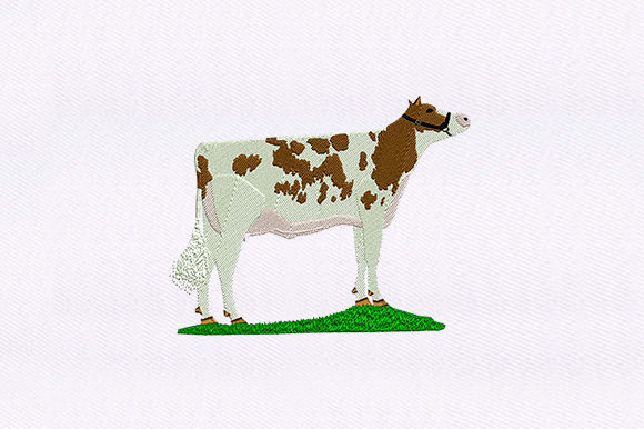 Charming Spotted Brown Cow Embroidery