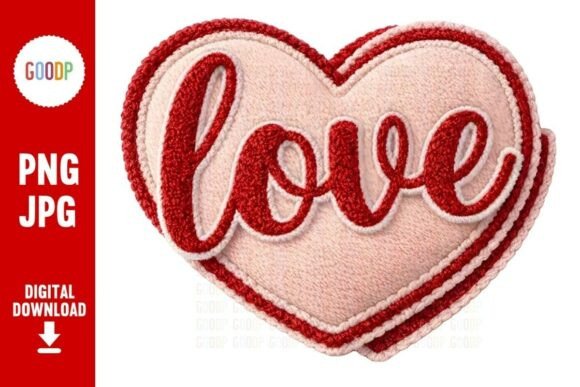 Love Heart Chenille Patch PNG Review