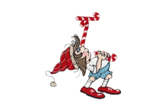 Sassy Balancing Elf: A Festive Embroidery Design
