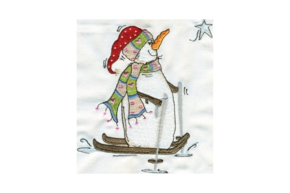 Sassy Star Watching Snowman Embroidery Design