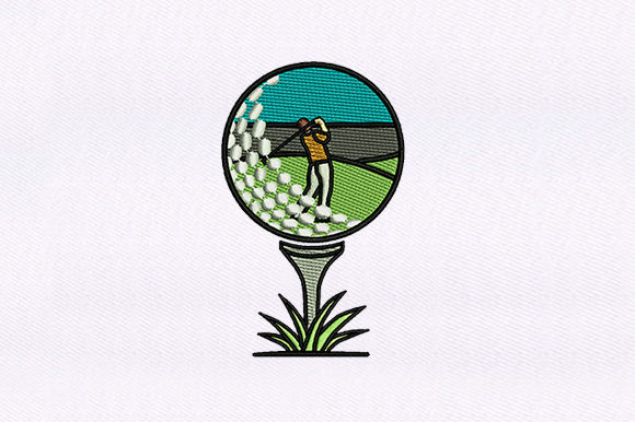 Scenic Golf Ball: A Premium Embroidery Design