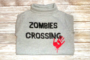 Zombies Crossing Embroidery: A Spooky yet Stylish Design